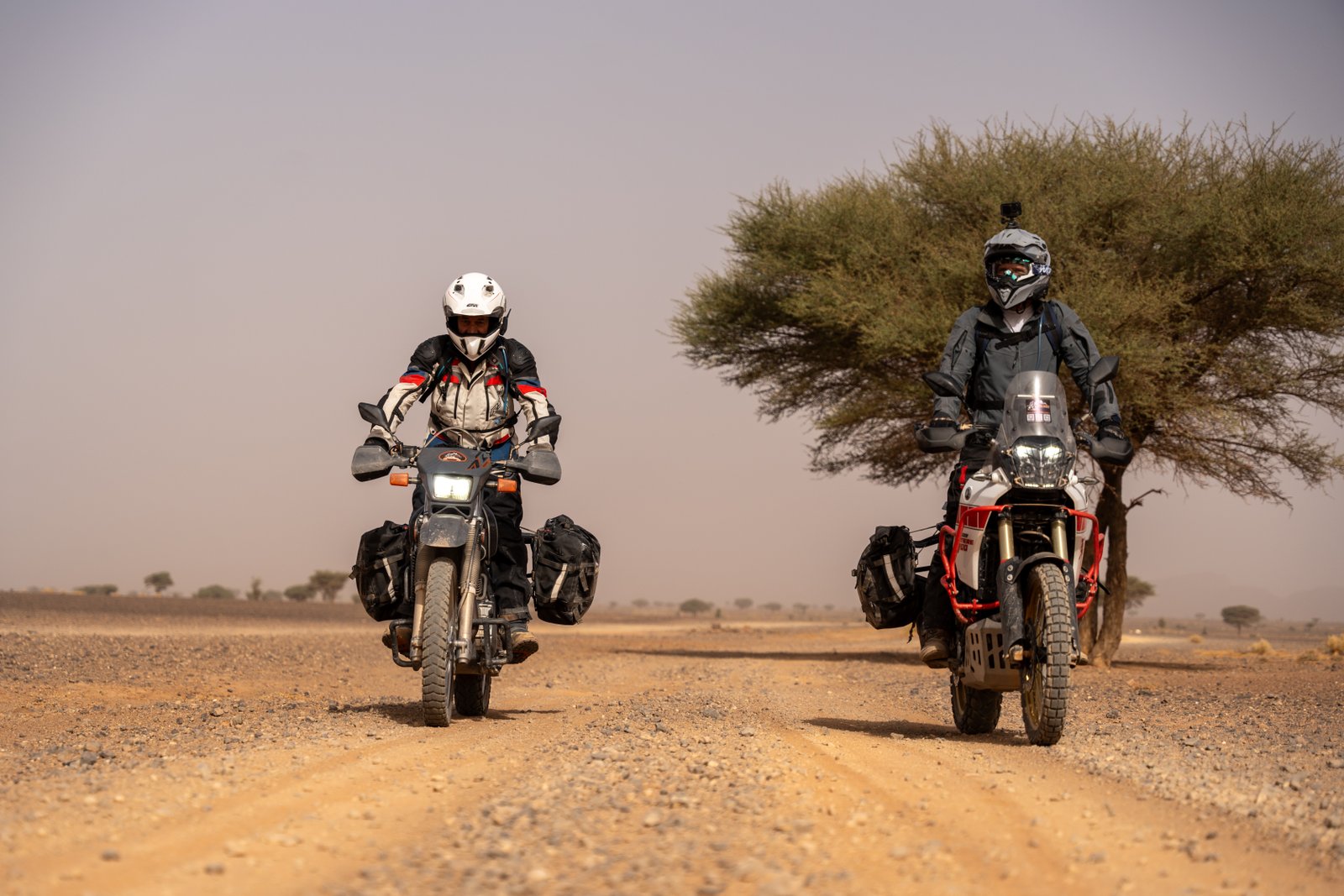 Keni Rides group under an acacia tree in the desert